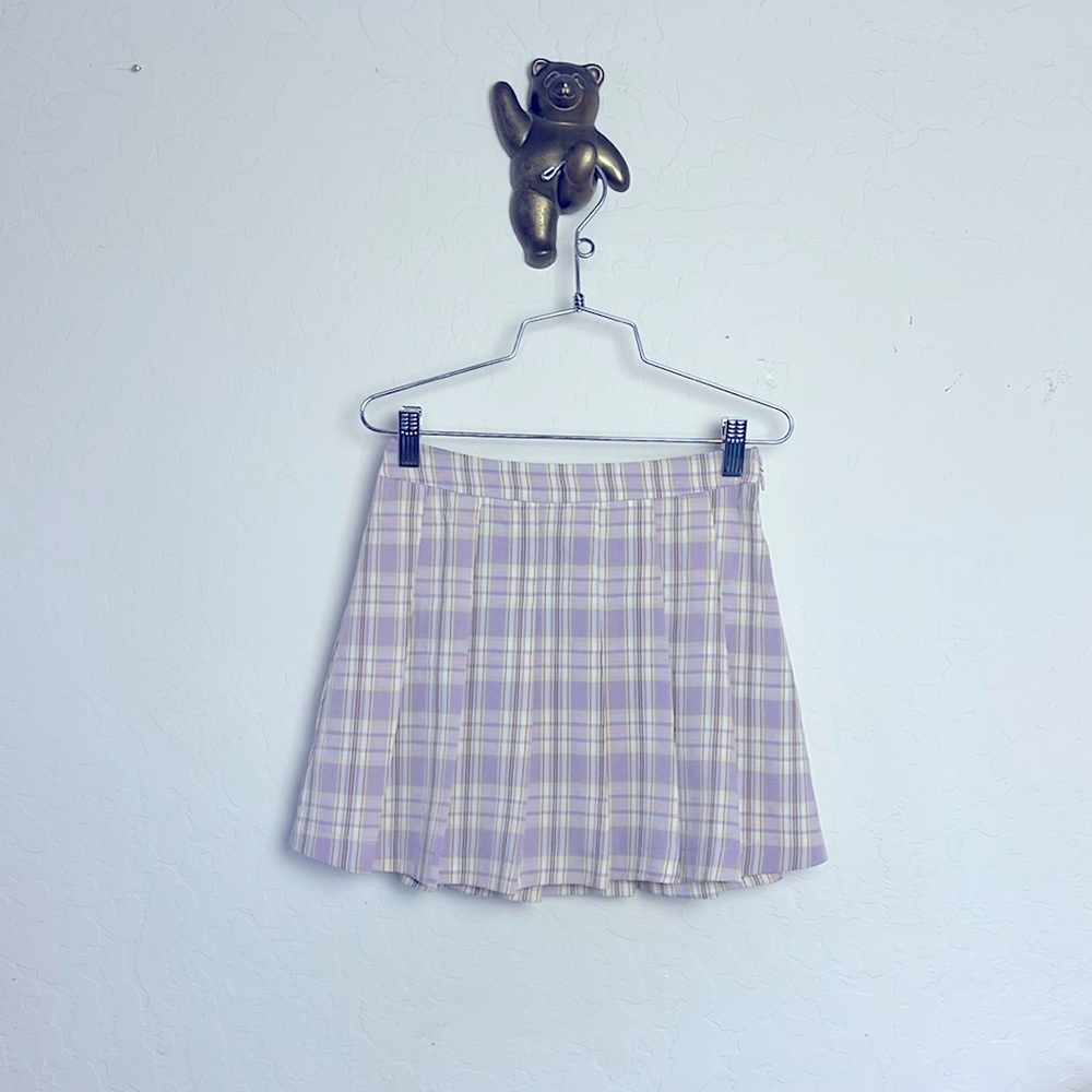 Tilly’s Full Tilt pleated skirt size M purple and light yellow plaid